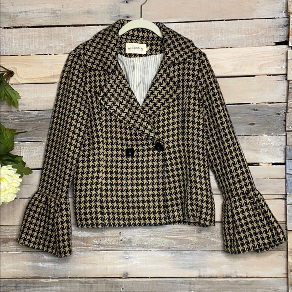 MAESTRO Houndstooth Bell Sleeve Blazer - Picture 6 of 11